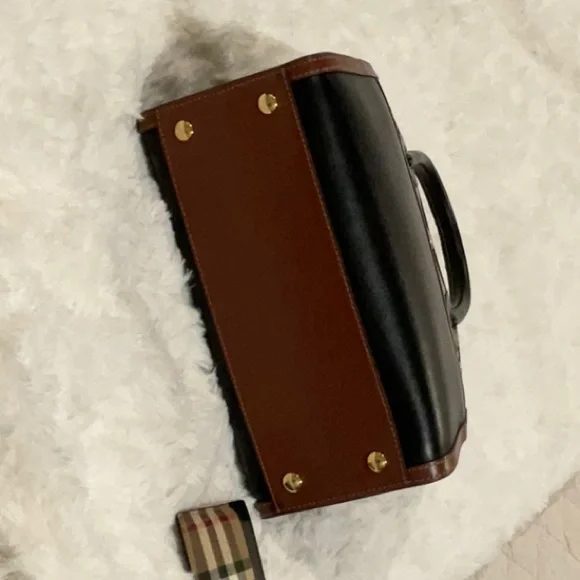 Burberry Black & Brown Plaid Tote Bag - Picture 5 of 8